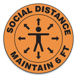 Slip-gard Social Distance Floor Signs, 17" Circle, "stop Here Maintain 6 Ft", Footprint, Red-white, 25-pack