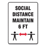 Social Distance Signs, Wall, 10 X 14, "social Distance Maintain 6 Ft", 2 Humans-arrows, White, 10-pack