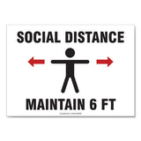 Social Distance Signs, Wall, 7 X 10, Customers And Employees Distancing Clean Environment, Humans-arrows, Green-white, 10-pk