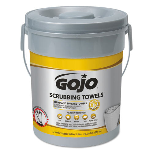 Scrubbing Towels, Hand Cleaning, Silver-yellow, 10 1-2 X 12, 72-bucket, 6-carton
