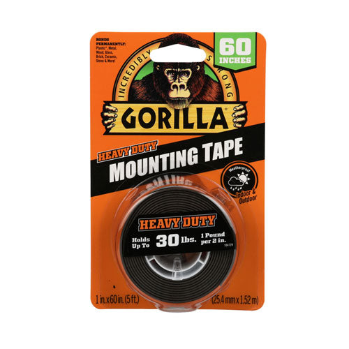 Heavy Duty Mounting Tape, Permanent, Holds Up To 30 Lbs, 1