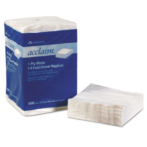 Acclaim® 1-4 Fold Paper Dinner Napkins, White, 1-ply, 16"x16", 500-pk, 8 Pk-ct