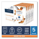 Premium Multipurpose Print Paper, 97 Bright, 20lb, 8.5 X 11, White, 500 Sheets-ream, 5 Reams-carton