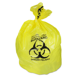 Healthcare Biohazard Printed Can Liners, 30 Gal, 1.3 Mil, 30" X 43", Yellow, 200-carton