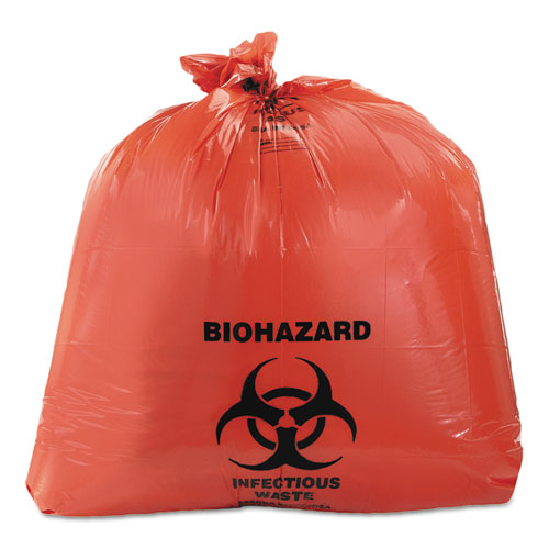 Healthcare Biohazard Printed Can Liners, 45 Gal, 3 Mil, 40