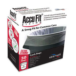 Linear Low Density Can Liners With Accufit Sizing, 44 Gal, 0.9 Mil, 37" X 50", Clear, 50-box