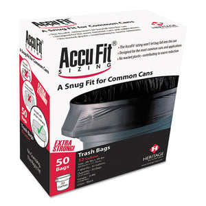 Linear Low Density Can Liners With Accufit Sizing, 44 Gal, 0.9 Mil, 37" X 50", Black, 50-box
