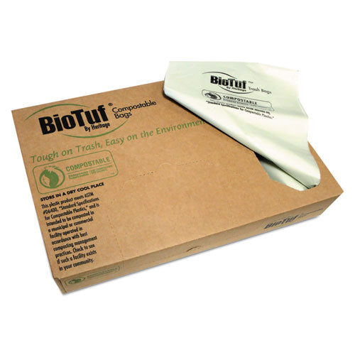 Biotuf Compostable Can Liners, 13 Gal, 0.88 Mil, 24