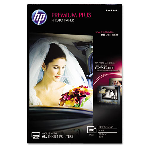 Premium Plus Photo Paper, 11.5 Mil, 4 X 6, Soft-gloss White, 100-pack