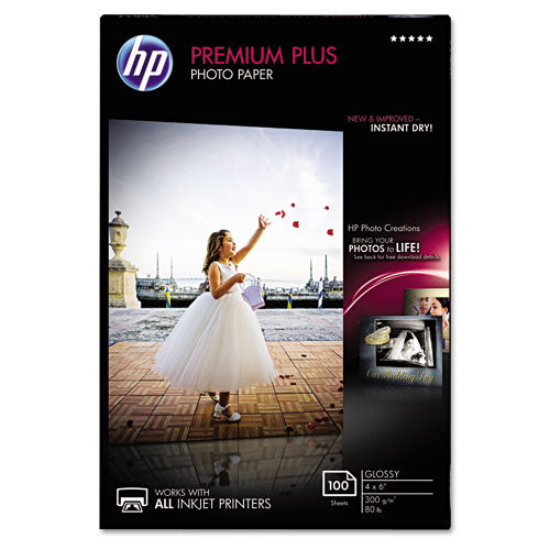 Premium Plus Photo Paper, 11.5 Mil, 4 X 6, Glossy White, 100-pack