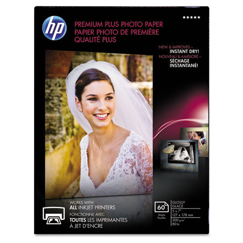 Premium Plus Photo Paper, 11.5 Mil, 5 X 7, Glossy White, 60-pack