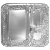Three-compartment Oblong Food Container, 24 Oz, 6.38 X 1.47 X 8, Silver, Aluminum, 500/carton