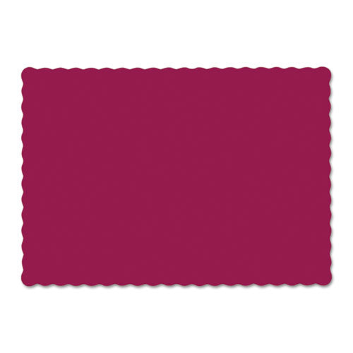 Solid Color Scalloped Edge Placemats, 9.5 X 13.5, Burgundy, 1,000-carton