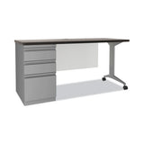 Modern Teacher Series Left Pedestal Desk, 60 X 24 X 28.75, Weathered Charcoal-silver