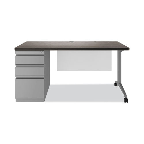 Modern Teacher Series Left Pedestal Desk, 60 X 24 X 28.75, Weathered Charcoal-silver