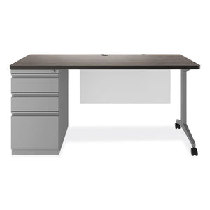 Modern Teacher Series Left Pedestal Desk, 60" X 24" X 28.75", Charcoal/silver