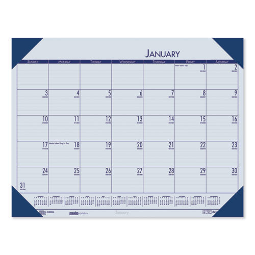 Recycled Ecotones Ocean Blue Monthly Desk Pad Calendar, 18.5 X 13, 2021