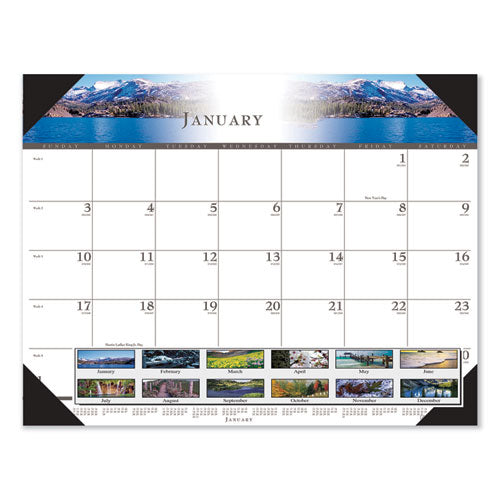 Recycled Full-color Photo Monthly Desk Pad Calendar, 22 X 17, 2021