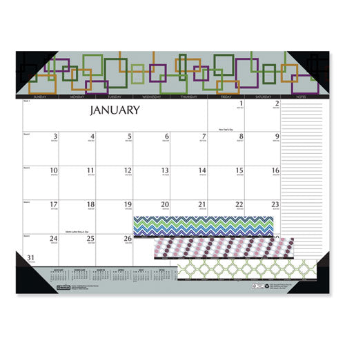 100% Recycled Geometric Desk Pad Calendar, 22 X 17, 2021