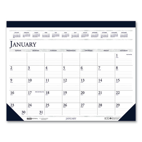 Recycled Two-color Monthly Desk Pad Calendar, 22 X 17, 2021