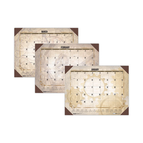 Recycled Vintage Desk Pad Calendar, Vintage Artwork, 22 X 17, Sepia Sheets, Brown Corners, 12-month (jan-dec) 2023