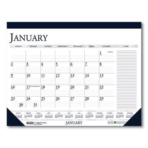 Recycled Two-color Monthly Desk Pad Calendar With Large Notes Section, 22 X 17, 2021