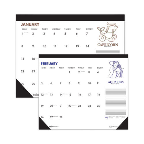 Recycled Zodiac Desk Pad Calendar, Zodiac Artwork, 17 X 22, White Sheets, Black Binding-corners, 12-month (jan-dec) 2023