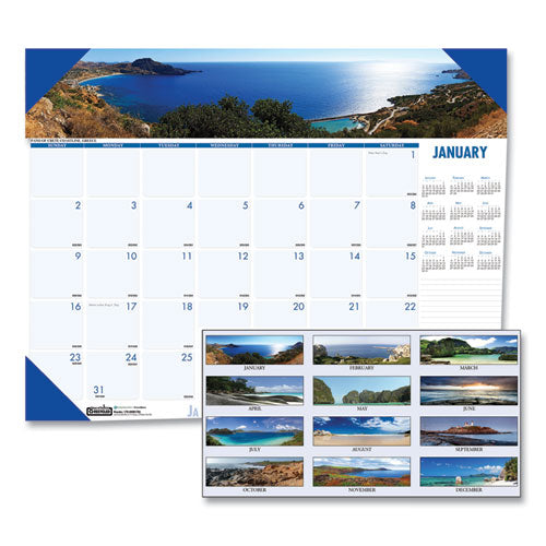 Recycled Coastlines Photographic Monthly Desk Pad Calendar, 22 X 17, 2021