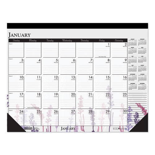 100% Recycled Contempo Desk Pad Calendar, 22 X 17, Wild Flowers, 2021