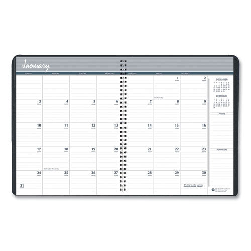 Recycled Ruled Monthly Planner With Expense Log, 8.75 X 6.88, Black, 2020-2022