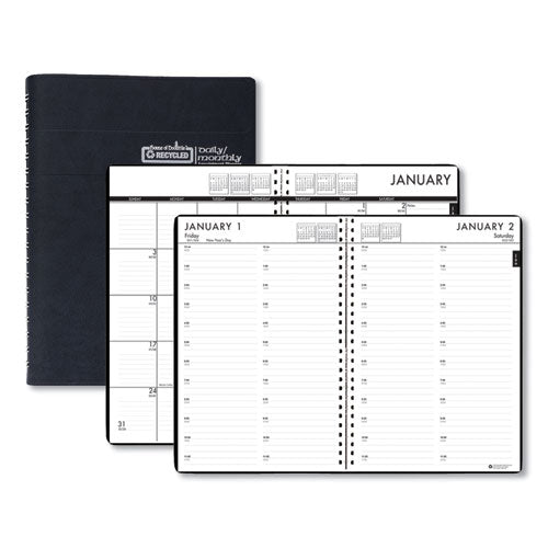 Recycled 24-7 Daily Appointment Book-monthly Planner, 10 X 7, Black, 2021