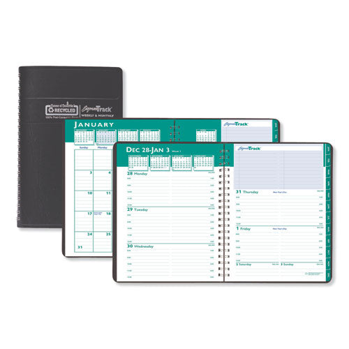 Recycled Express Track Weekly-monthly Appointment Book, 11 X 8.5, Black, 2021-2022