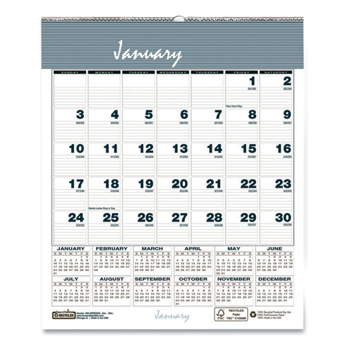 Bar Harbor Wirebound Monthly Wall Calendar, 6 X 7, Blue, 2021