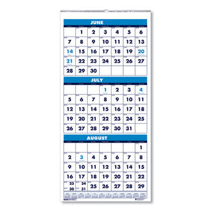 Three-month Academic Wall Calendar, 8 X 17, 14-month (june-july), 2020-2021