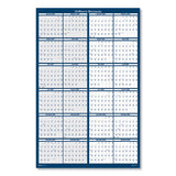 Reversible-erasable Two Year Wall Calendar, 24 X 37, Blue, 2021-2022