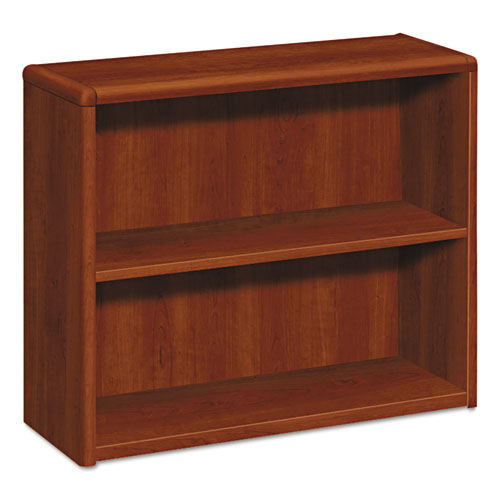 10700 Series Wood Bookcase, Two Shelf, 36w X 13 1-8d X 29 5-8h, Cognac