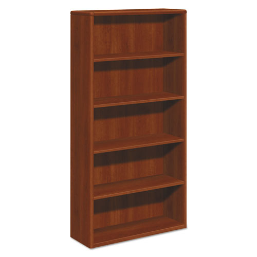 10700 Series Wood Bookcase, Five Shelf, 36w X 13 1-8d X 71h, Cognac