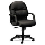 Pillow-soft 2090 Series Leather Managerial Mid-back Swivel-tilt Chair, Supports Up To 300 Lbs., Black Seat-back, Black Base