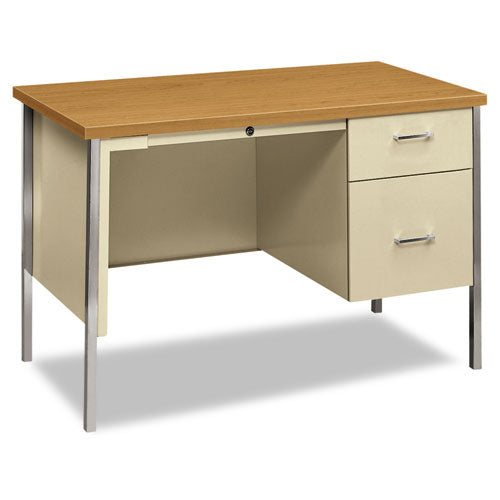34000 Series Right Pedestal Desk, 45.25w X 24d X 29.5h, Harvest-putty