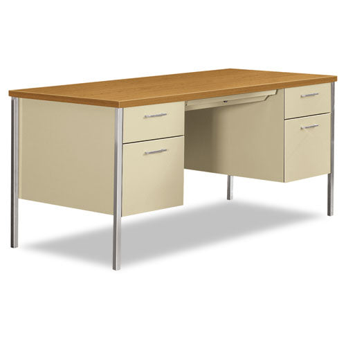 34000 Series Double Pedestal Desk, 60w X 30d X 29.5h, Harvest-putty
