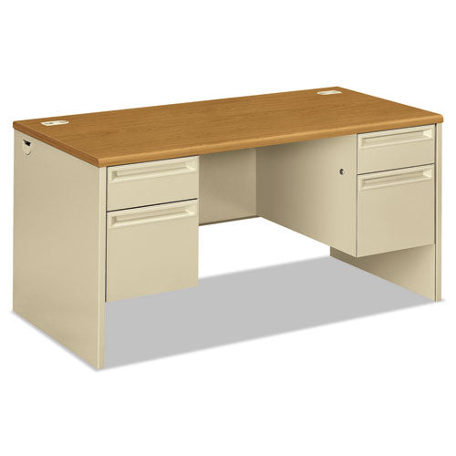 38000 Series Double Pedestal Desk, 60w X 30d X 29.5h, Harvest-putty