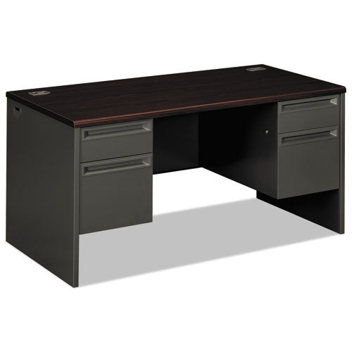 38000 Series Double Pedestal Desk, 60w X 30d X 29.5h, Mahogany-charcoal