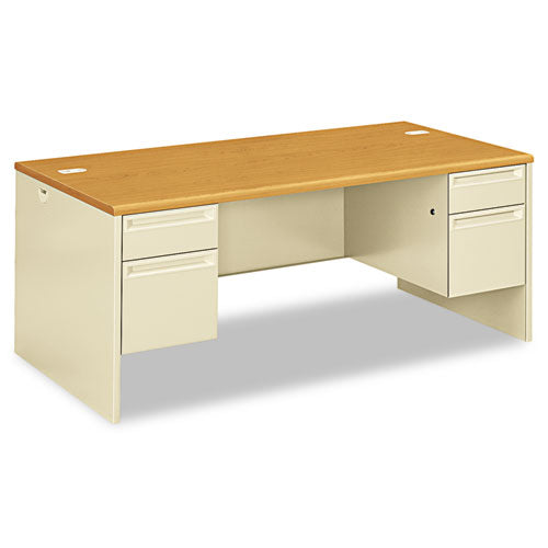38000 Series Double Pedestal Desk, 72w X 36d X 29.5h, Harvest-putty