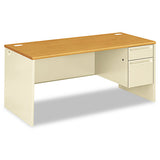 38000 Series Single Pedestal Desk, Right, 66w X 30d X 30h, Silver Mesh-light Gray