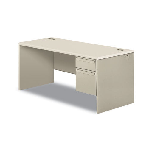 38000 Series Single Pedestal Desk, Right, 66w X 30d X 30h, Silver Mesh-light Gray