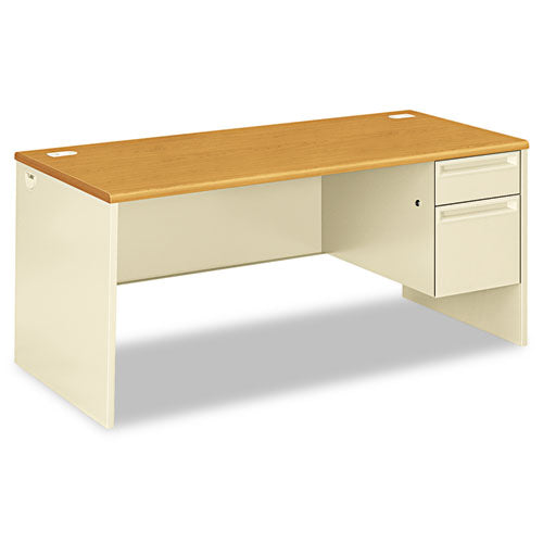 38000 Series Right Pedestal Desk, 66w X 30d X 29.5h, Harvest-putty