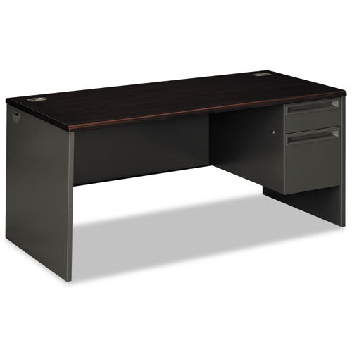 38000 Series Right Pedestal Desk, 66w X 30d X 29.5h, Mahogany-charcoal