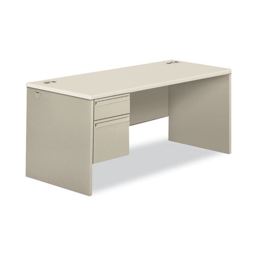 38000 Series Single Pedestal Desk, Left, 66w X 30d X 30h, Silver Mesh-light Gray