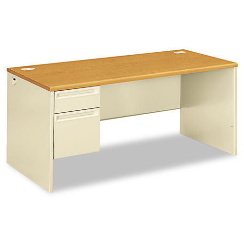 38000 Series Left Pedestal Desk, 66w X 30d X 29.5h, Harvest-putty