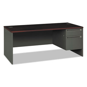 38000 Series Right Pedestal Desk, 72w X 36d X 29.5h, Mahogany-charcoal